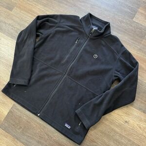 Patagonia‎ Synchilla Black Full Zip Jacket Mens Sz Large Company Logo Gorp